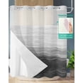 thumbnail image 3 of No Hook Shower Curtain Set with Snap in Liner, Abstract Gradient Stripe Lines Waterproof Bathroom Curtain with See Through Top Window, Black Gray White Double Shower Curtains for Bathtub, 3 of 9