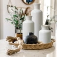 thumbnail image 6 of PARMPH Ceramic Vase Set of 3 with 5PCS Artificial Lambs Ear Greenery Stem Decor, Large Small Ceramic Vase for Rustic Home Decor Accent, Modern Farmhouse Vase Sets Decor Ideal Shelf, Table, Bookshelf, 6 of 11