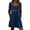 Navy, variant on Ohufall Womens Mini Dress Hollow Out 3/4 Sleeve Crew Neck Dresses Stylish Cotton Linen Fashion Vacation Dress