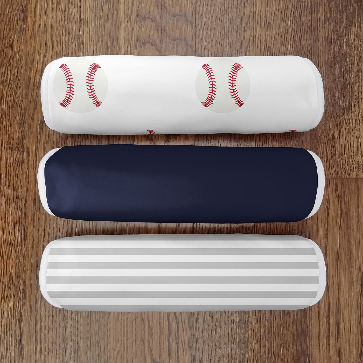 Sweet Jojo Designs Baseball Patch White Blue and Grey Absorbent Burp Cloths 3 Piece Set