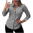 thumbnail image 5 of GUACER Womens Long Sleeve Blouses Gingham Collared Button Down Shirts Loose Casual Fall Tops, 5 of 7