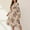 Khaki, variant on Hvot&aat Women's Elegant Floral Dress Lantern Sleeve High Waist Pleated Midi Dress