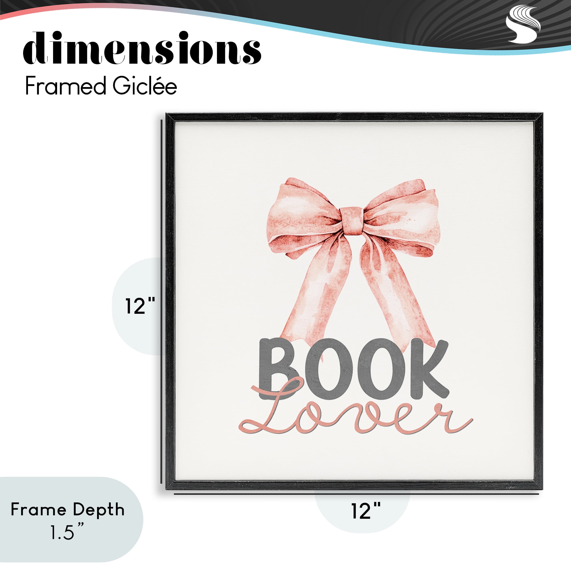 Stupell Industries Book Lover Pink Bow Black Framed Giclee Art, design by Kim Allen