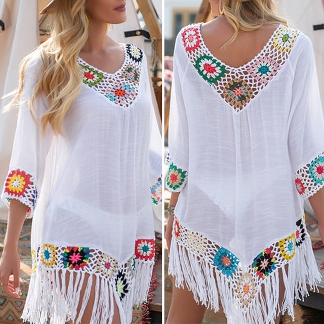Neinkie Robe de Plage en Crochet pour Maillot de Bain pour Femmes