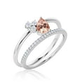 thumbnail image 3 of Gorgeous Minimalist 1.65 Carat Pear Cut Classic Morganite And Diamond Moissanite Engagement Ring, Wedding Ring, One Matching Band in 10k Solid White Gold, Gift For Her, Promise Ring, Anniversary Gift, 3 of 3