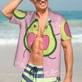 thumbnail image 7 of Pofeuu Cute Avocado Print Hawaiian Shirt for Men Sleeves Casual Button Down Summer Beach Dress Shirts T-Shirts,3X-Large, 7 of 7