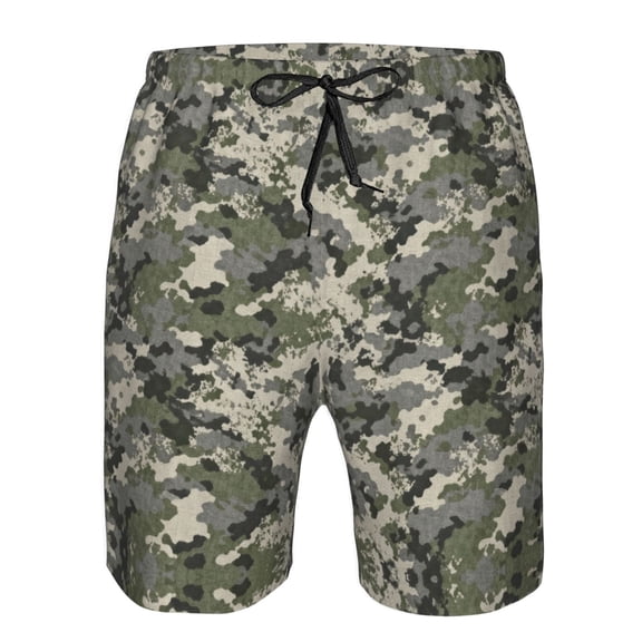 Men's Beach Shorts Army Pixel Camouflage Board Shorts Summer Swim Trunks with Mesh Liner XX-Large