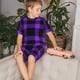 thumbnail image 4 of Balery Purple Buffalo Plaid Conjunto de Pijama Infantil de Manga Corta con Estampado – Ropa de Dormir de Algodón Suave-X-Large, 4 of 6