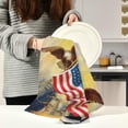 thumbnail image 2 of Vintage American Flag Eagle Tea Towels Set of 1 Retro 4th of July Kitchen Dish Cloth with Hanging Loop, 18"x28"Lint-Free Absorbent Towel for Kitchen Drying Wiping and Cleaning, 2 of 6