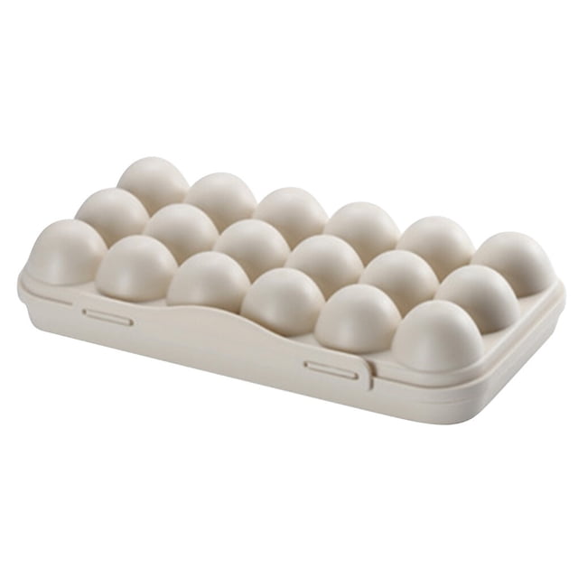 Inteprter Caja de almacenamiento de huevos, soporte de plástico apilable para huevos, organizador de almacenamiento de rejillas con tapa a Organizadores de utensilios de cocina Caqui 18 cuadrícula