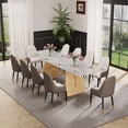 thumbnail image 3 of 11 - Piece 94.48 Inch Extendable Sintered Stone Dining Table with 10 Leather Chairs Dining Set, 3 of 12