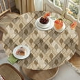 thumbnail image 2 of Beige and Brown Paisley Tablecloth Fitted Elastic Oil-Proof Vintage Textured Patio Table Covers Wrinkle Resistant Round Tablecloths Waterproof for 46" - 52" Round Table, 2 of 6
