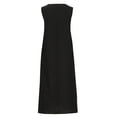 thumbnail image 5 of Fartey Cotton Linen Maxi Dress for Women Loose Casual Sleeveless V Neck Tank Dress Flowy Solid Color Beach Sun Dresses with Pockets Travel Vacation Dresses Black S-XL, 5 of 6