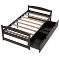 thumbnail image 3 of PORKISS Twin Bed Frame with 2 Storage Drawers, Espresso Twin Size Platform Bed with Wood Slat Support, No Box Spring Needed, Wood Bed Frame for Kids, Teens, Guest Room, 3 of 9