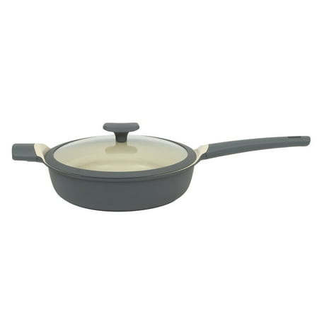 Oster Rooney 4.1 Quart Ceramic Nonstick Cast Aluminum Saute Pan with Lid in Grey