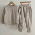 thumbnail image 2 of kpoplk Toddler Baby Boy Fall Outfits Long Sleeve Crew Neck Pullover Sweatshirt + Jogger Pants Set Infant Winter Clothes(Khaki,18-24 Months), 2 of 4