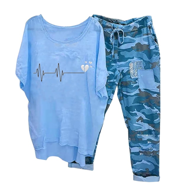 Puntoco Conjunto de camisa y pantalones con cuello redondo y media manga para mujer Puntoco Puntoco-1294