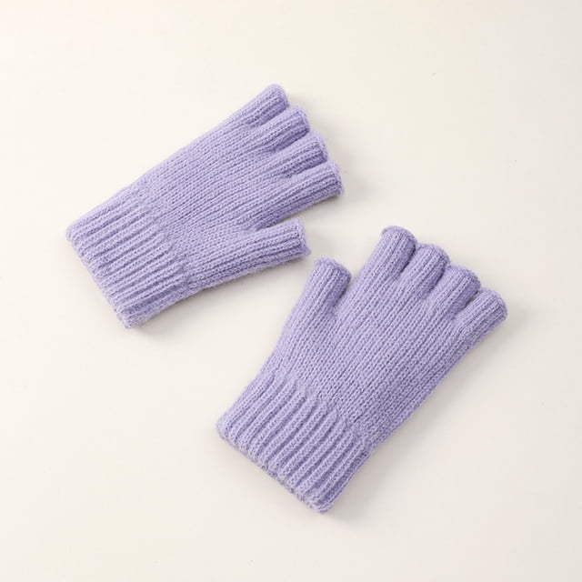 Gants Demi-Doigts pour Femmes Automne et Hiver Épaissis Chauds et Froids Tricotés