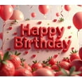 thumbnail image 4 of Pink Themed Happy Birthday Banner with Strawberry Elements Backdrop Party Decoration for Birthday Party Celebrations Photography Props Photo Booth Decorations, 4 of 4