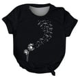 thumbnail image 5 of Wycnly Womens Tops Dressy Casual Comfy Breathable Loose Fit Trendy Pullover Tees Shirts Summer Short Sleeve Crewneck Tops Dandelion Print Blouse Black XL, 5 of 6