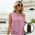 thumbnail image 4 of Minnieouse Blusa sin mangas para mujer, camiseta sin mangas de Color sólido, chaleco refrescante con cuello en V, vacaciones en la playa, Top Prendas para la parte del cuerpo Negro L, 4 of 6