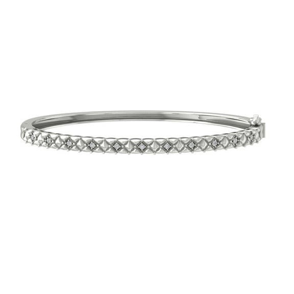 ARAIYA 14K White Gold Diamond Bangle Bracelet (1/6 cttw, I2-I3 Clarity, I-J Color) 7"