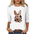 thumbnail image 1 of YanHoo Hauts pour Femmes Manches 3/4 Col Rond T-Shirt Imprimé de Pâques Décontracté Joyeuses Pâques Lapin Hauts T-Shirts de Printemps Amusants Œufs de Pâques Graphiques Cadeaux de Pâques pour Femmes, 1 of 5