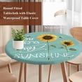 thumbnail image 4 of Sunflowers Round Tablecloth, Fitted Table Cover with Elastic for 55"-60" Round Tables, Modern Bee You Are My Sunshine Teal Green Table Cloth Outdoor Indoor Dinning Party Waterproof Tablecloths, 4 of 7