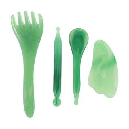 Unique Bargains 1 Set Gua Sha Facial Massage Beauty Tool Portable Skincare and Massaging Tool Clear Green