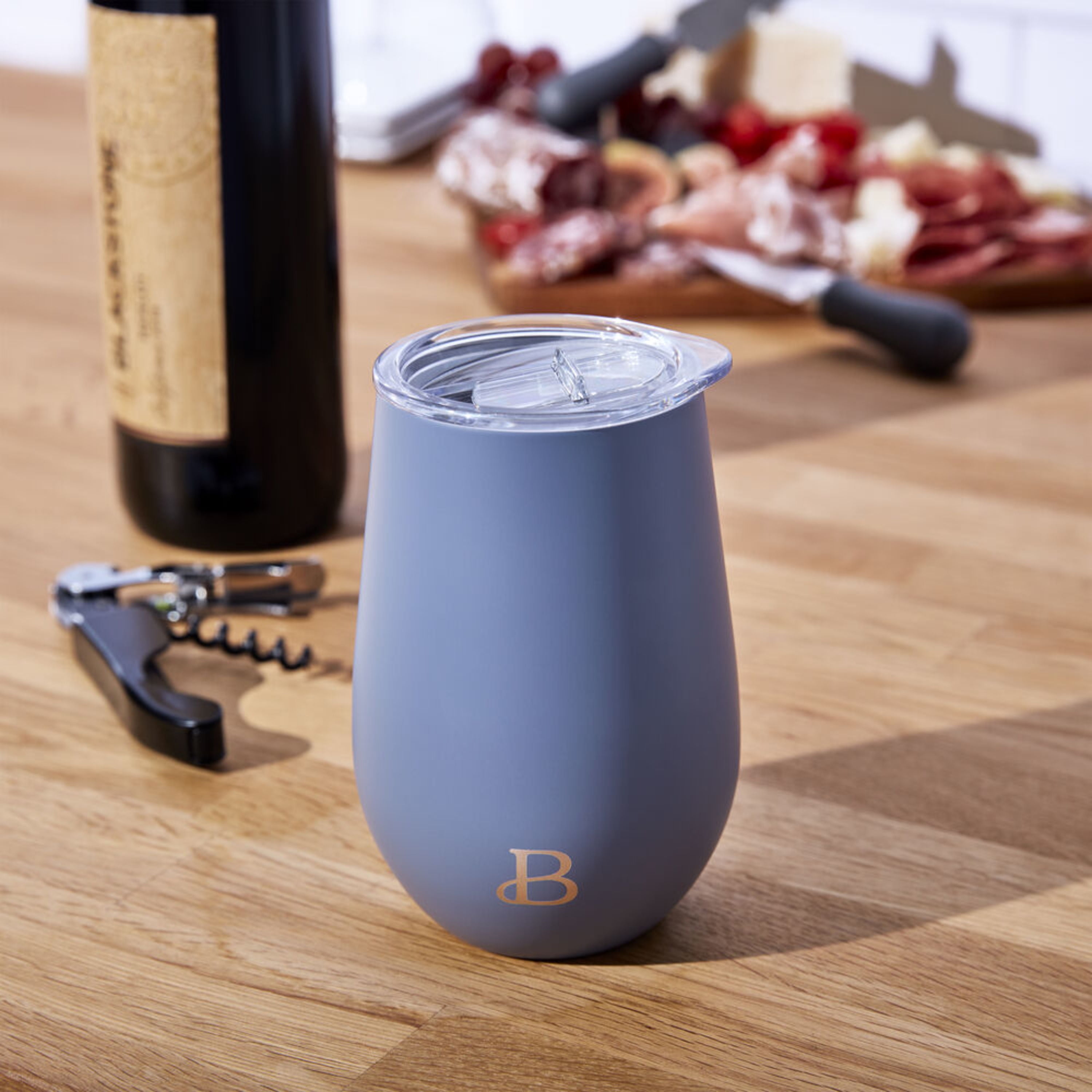 Beautiful 12oz Double Wall Stainless Steel Wine Tumbler, Color Cornflower