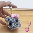 thumbnail image 1 of Sad Hamster Keychain With Violin Sound, Hand Knitted Sad Hamster Cuddly Toy, 1 of 5