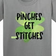 thumbnail image 4 of Inktastic St. Patrick's Day Pinches Get Stitches Shamrocks Youth T-Shirt, 4 of 5