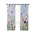 thumbnail image 7 of Spring Floral Blackout Curtains for Bedroom/Living Room, Butterflies Botanical Blue Ombre Thermal Insulated Kitchen Drapes with Grommets, Light Blocking Window Treatment, 2 Panels 27.5" x 39", 7 of 7
