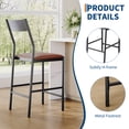 thumbnail image 6 of Memoryfield PU Leather Bar Stools Bar Stools Set of 4, Modern Iron Counter Height Chairs, 300 lb Capacity, Kitchen Island & Home Bar, Brown, 6 of 7