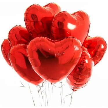 Red Heart Balloons 18" Red Heart Shape Helium Foil Balloon (10 Pack)