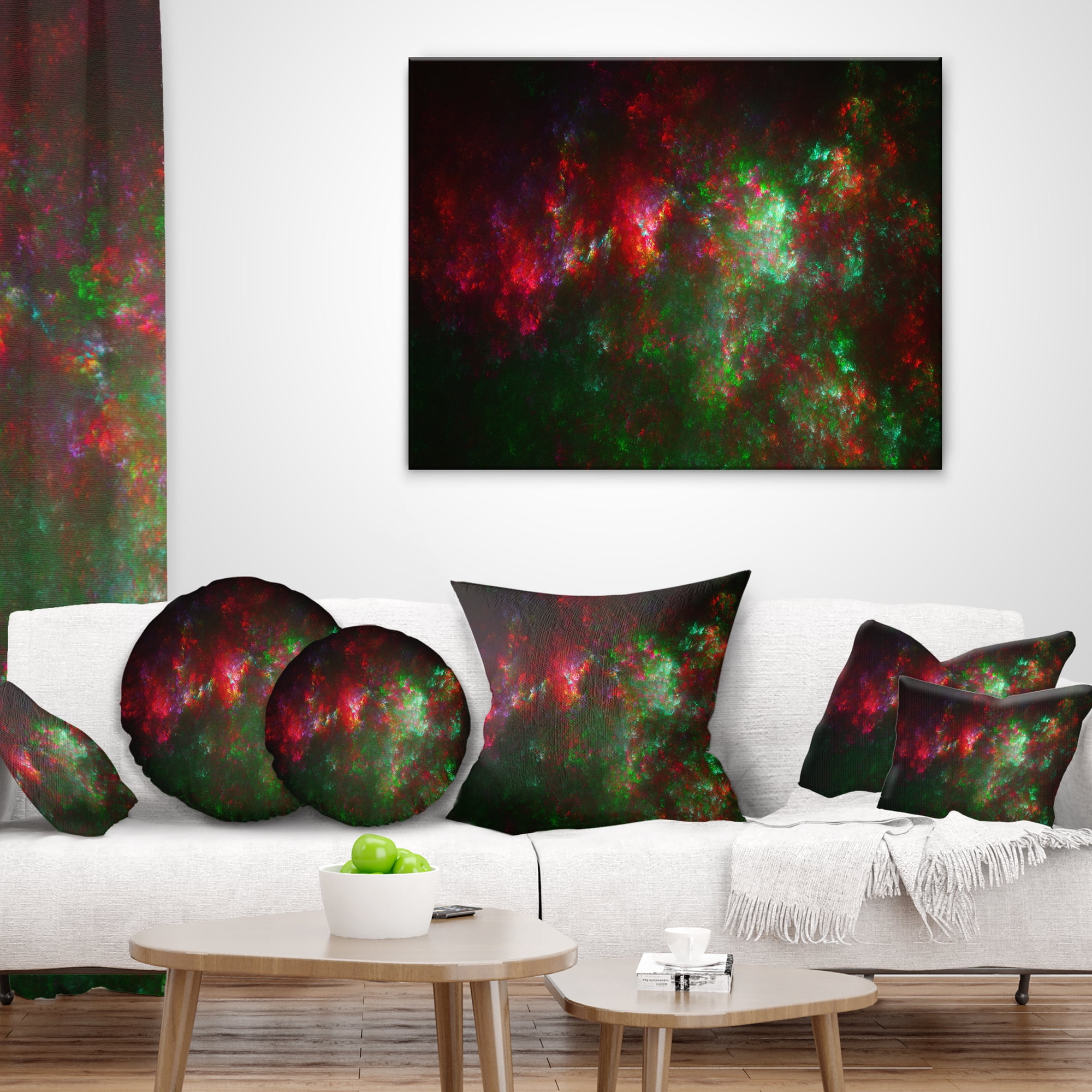 Designart Multi Color Starry Fractal Sky - Abstract Throw Pillow - 18x18