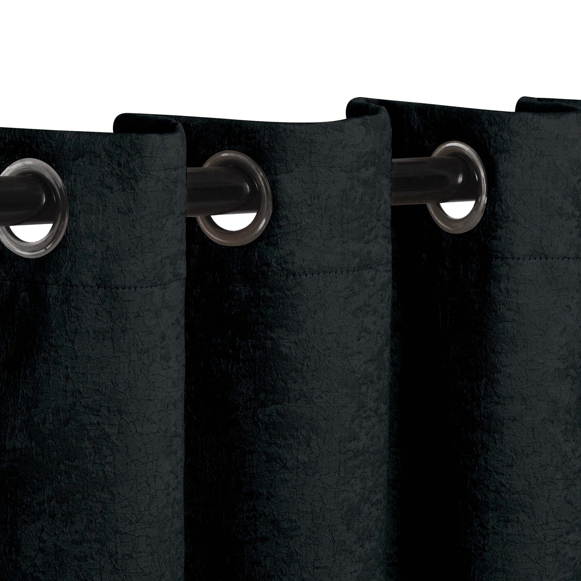 Superior Senna Blackout Curtains Set of 2, Grommet Header Curtain Panel Pair, Black, 52"W x 63"L