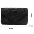 thumbnail image 5 of Womens Floral Lace Satin Evening Envelope Clutch Bridal Wedding Handbag Purse,Black, 5 of 8