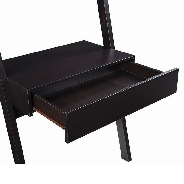 Freakish Ladder Desk With One Drawer, Cappuccino- Saltoro Sherpi