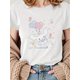 thumbnail image 1 of Women's Summer Casual Round Neck Short T-Shirt with Big Eared Dog Pattern tee top, 1 of 7