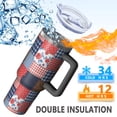 thumbnail image 5 of 40oz Pioneer Flower Floral Print Pattern Insulated Tumbler with Handle, BPA-Free Leak Proof Lid and Straws, Double Wall Vacuum, Hot 12h/Cold 34h, 5 of 6