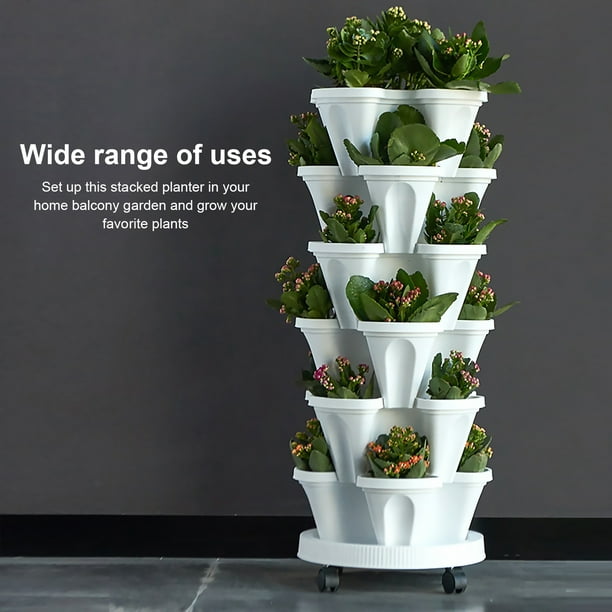 Tour de plantes - terre cuite empilable - conteneurs de culture de fraises  - quatre