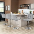 thumbnail image 3 of Yaheetech PU Leather Bar Stools with Armrests and Footrest, Set of 4, Light Gray, 3 of 7