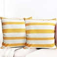 thumbnail image 4 of Decorative Throw Pillow Covers Set of 2 Chrome Yellow Pillow Covers 16x16 inch Throw Pillows Square Pillow Case,Farmhouse Modern Boho Striped Pillow Covers for Couch Sofa Outdoor, 4 of 7