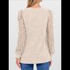 thumbnail image 4 of Blusas de Encaje de Larga para Mujer, Suéteres de Cuello en V A para Otoño 2025, Atuendos Elegantes e Informales de Invierno Albaricoque L, 4 of 9