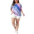 thumbnail image 2 of Agnes Orinda Women's Plus Size T-Shirts Round Neck Short Sleeve Multi Color Tie Dye Casual Tops 3X Pink Blue, 2 of 6