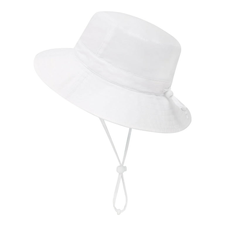 Simplicity White Infant Sun Protection Bucket Hat with String, White / 0-12  Months