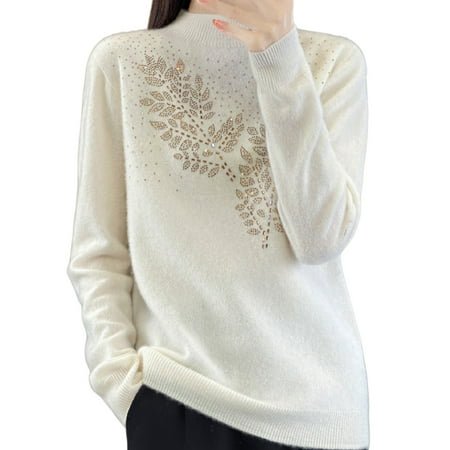 WEAIXIMIUNG Quarter Zip Sweater Women Blue Women's Half Turtle Style Sweater Stand Wool Bottoming Sweater