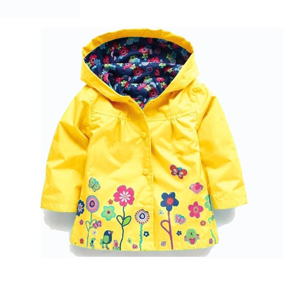Toddler Kids Boys Girls Hooded Rain Coat Wind Jacket Hoodie Waterproof Outwear