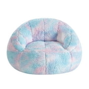 Room Revival Super Soft Teddy Sherpa Structured Bean Bag Chair, Pink Blue